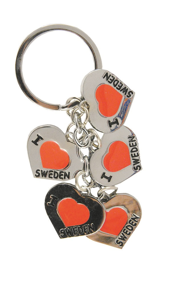 Keychain Sweden Five Hearts