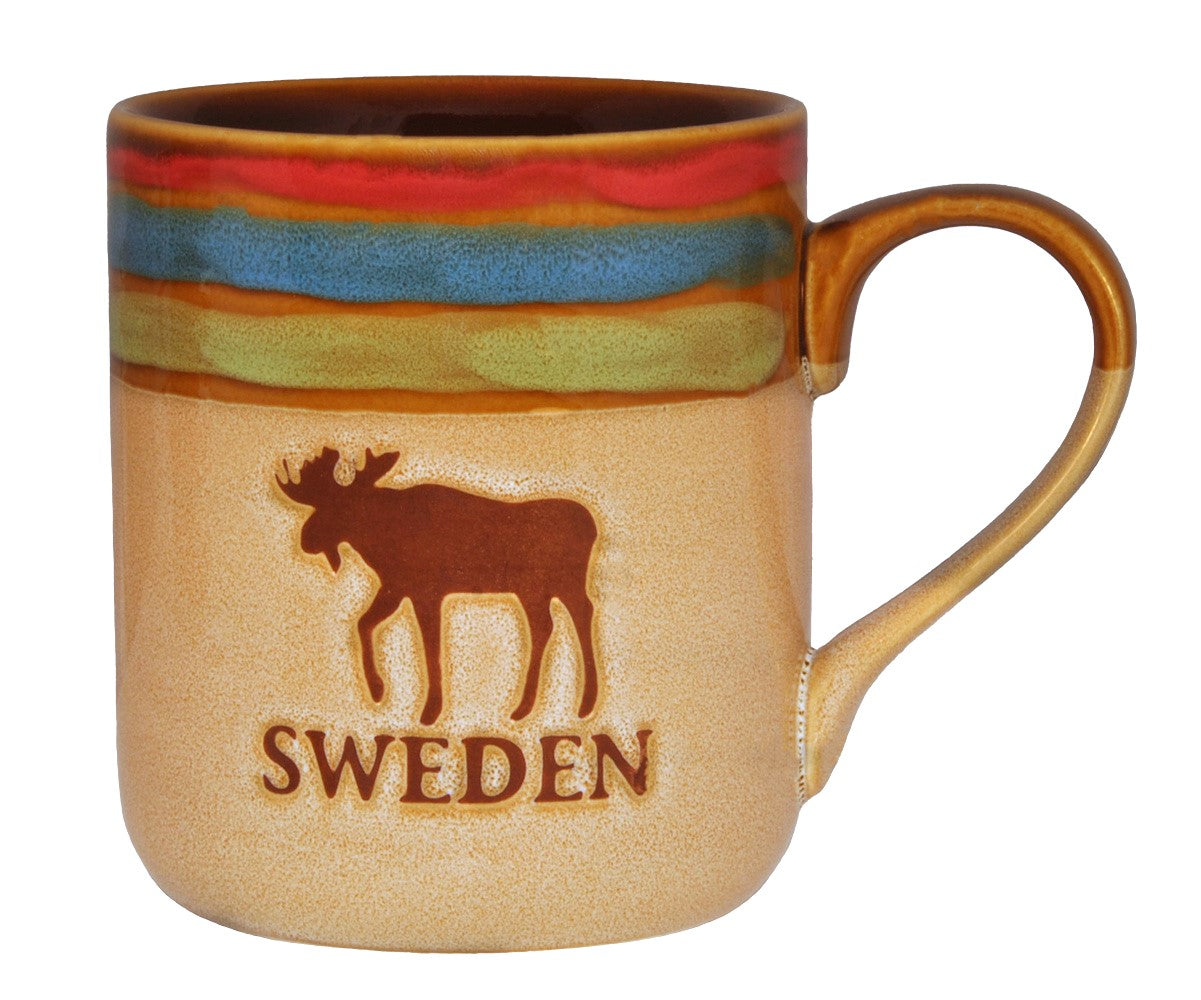 Brown Stoneware Mug Sweden Moose