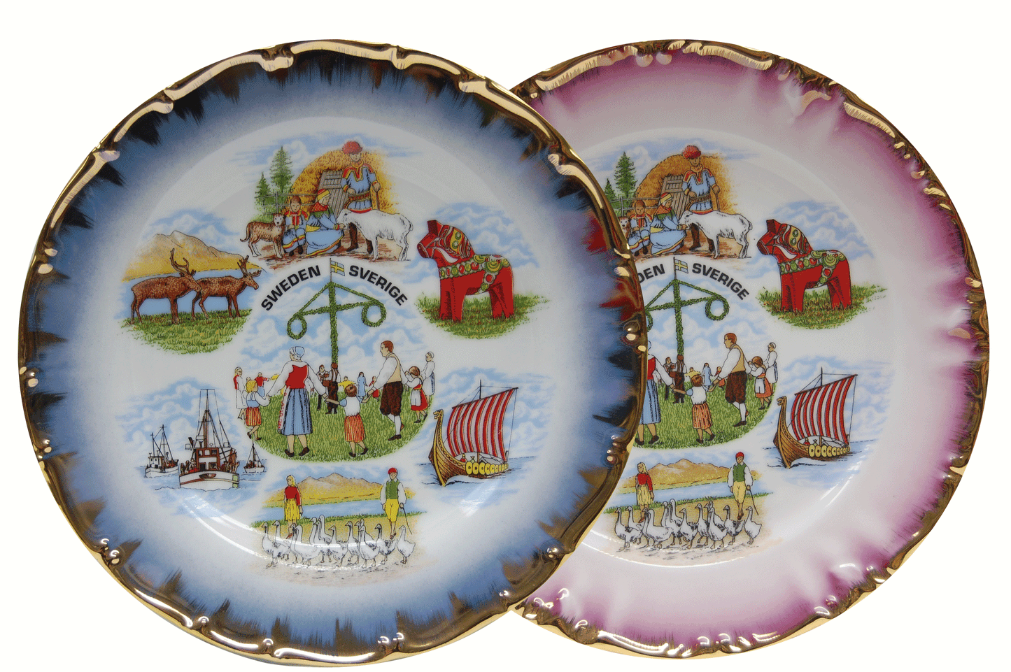 Souvenirtallrik Färgglad Sverige