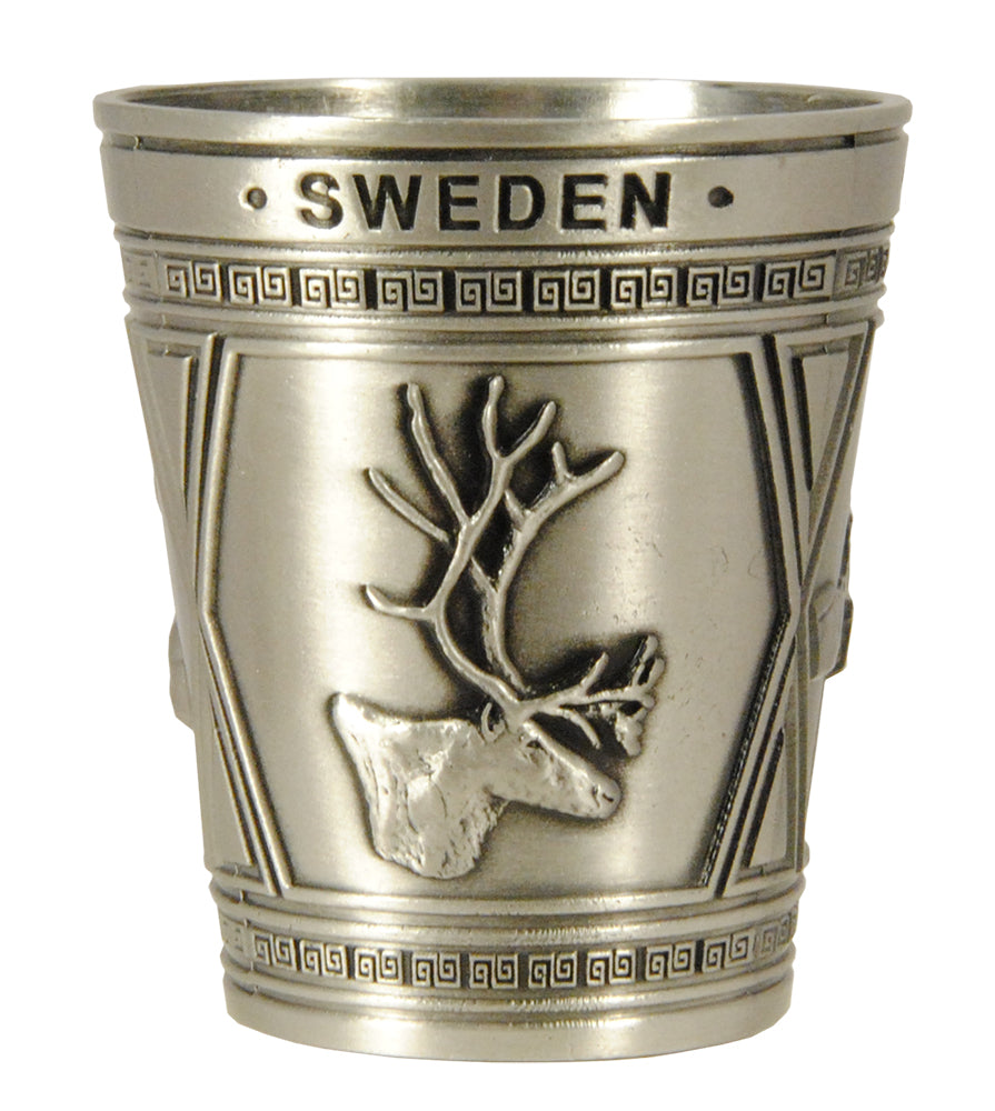 Metall Shotglas Sweden Älg Ren