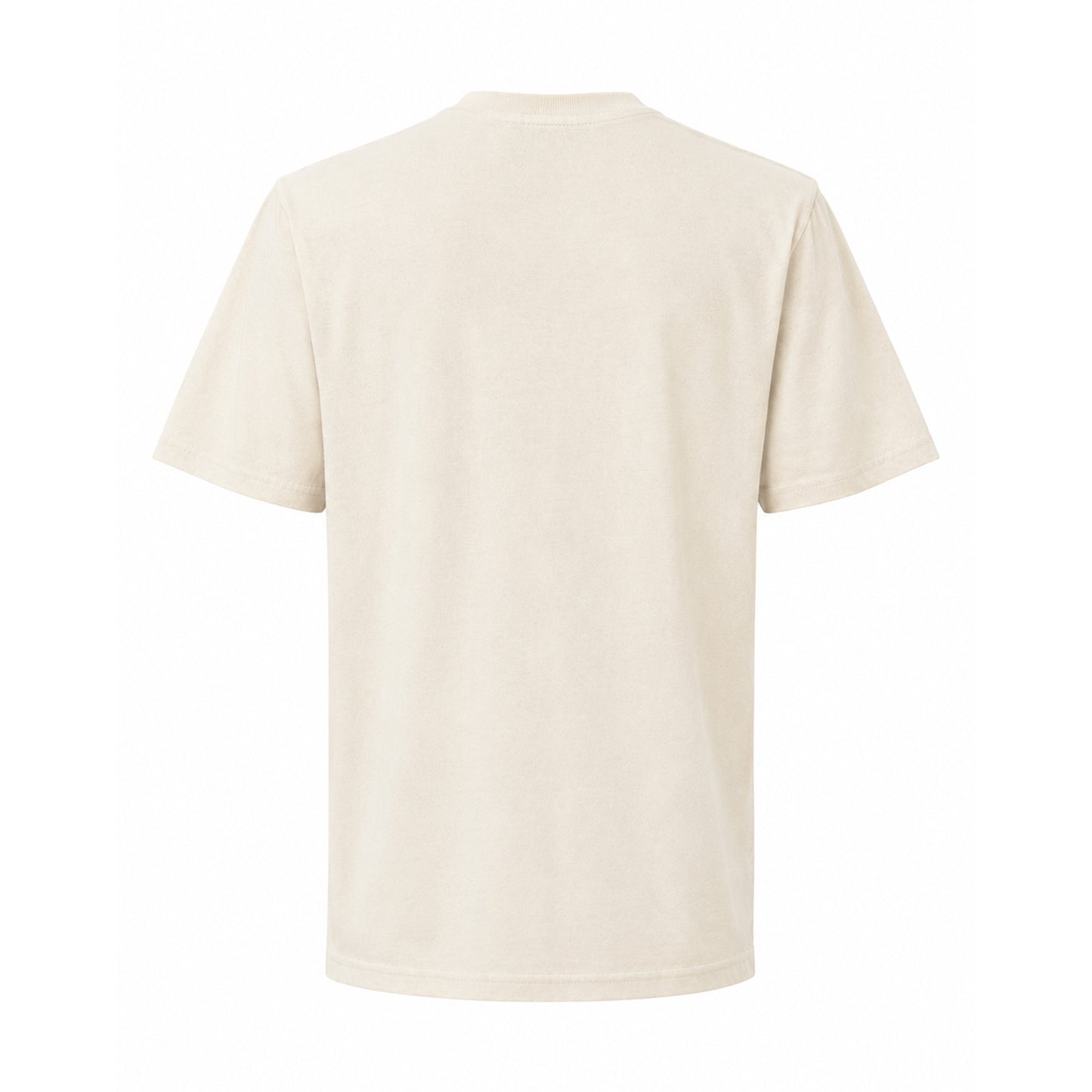 Beige t-shirt med ett trendigt och livfullt design med älgmotiv och texten Sweden i 3D-effekt. Sedd bakifrån