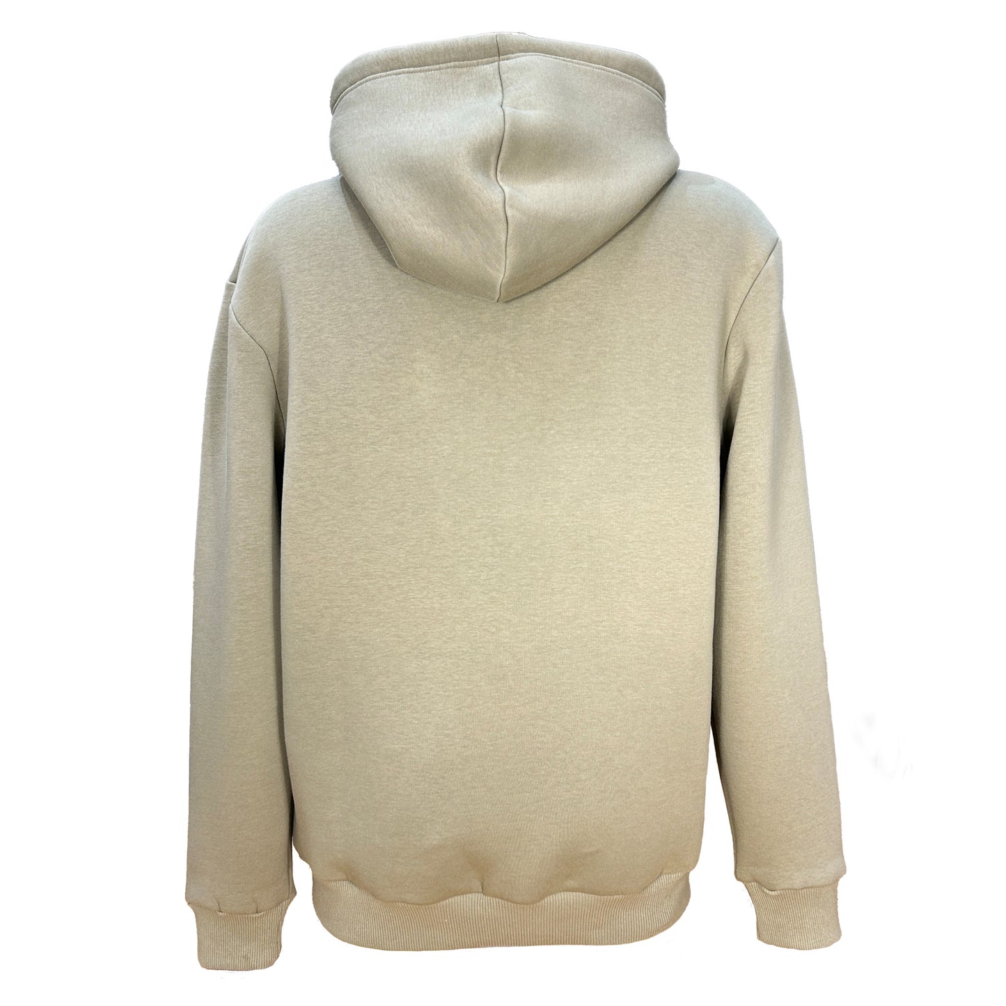 Grön hoodie med renmotiv och texten Finland – souvenir med finsk naturkänsla - Sedd bakifrån.
