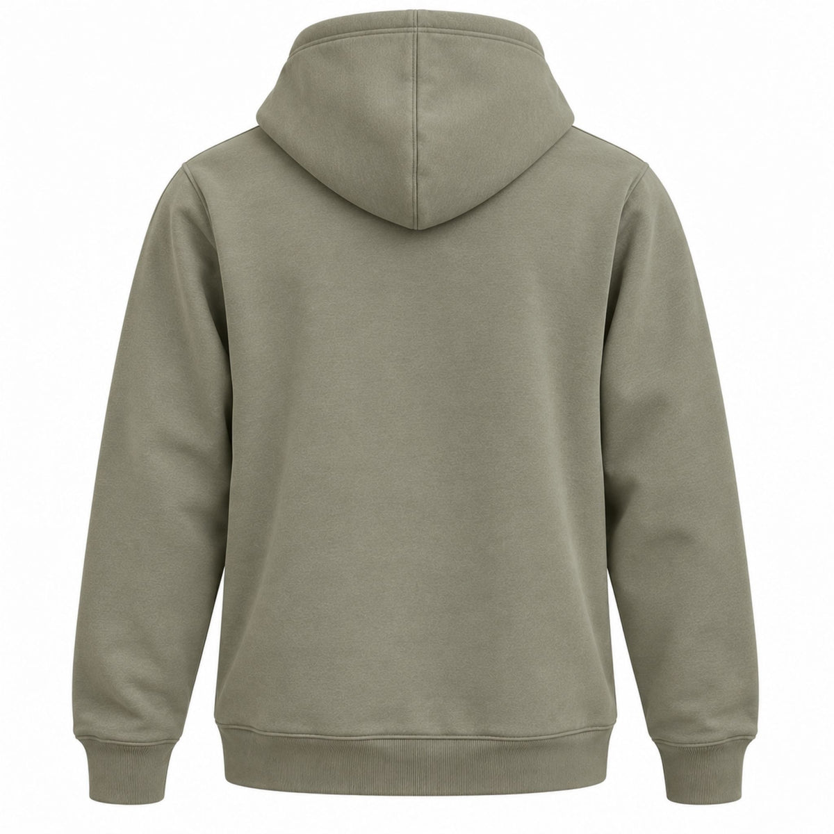 Grön hoodie med älgmotiv och texten Sweden – sedd bakifrån. Baksidan av hoodien har inget tryck.