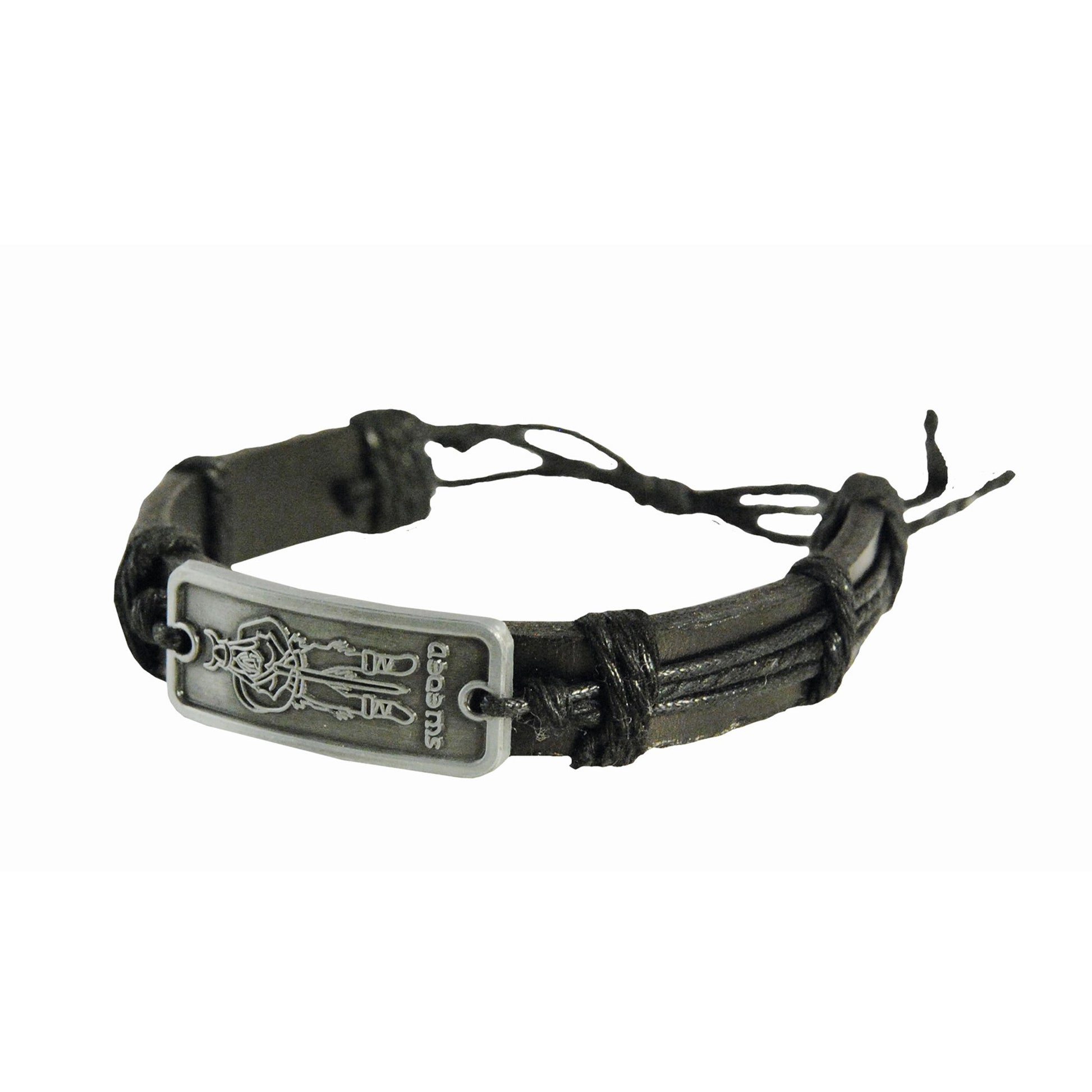Svart läderarmband med metallbricka som pryds av texten Sverige Sweden och ett vikingamotiv. Ett prisvärt armband för alla som vill bära en kraftfull accessoar med nordisk känsla – kanske väcks din inre viking till liv!