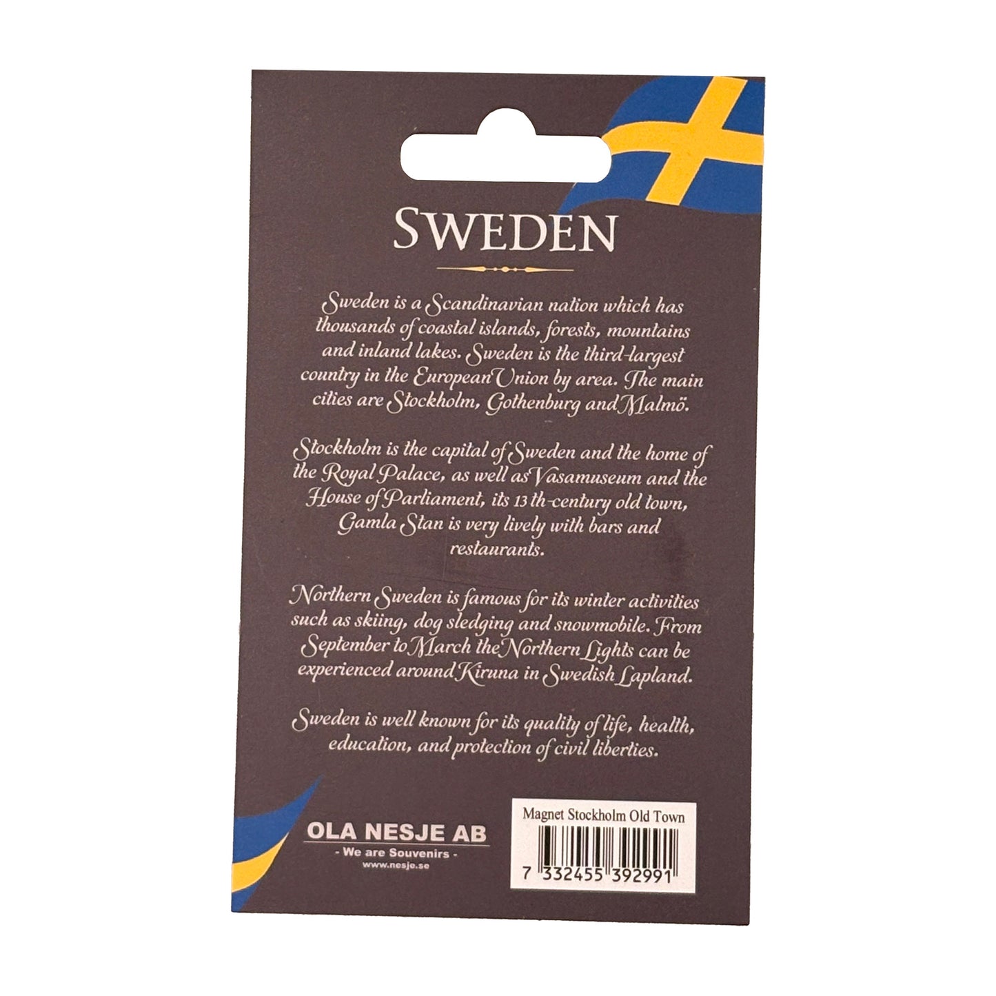 Magnet Stockholm Gamla Stan fångar den historiska charmen i Stockholms äldsta stadsdel, vackra byggnader, kullerstensgator och charmiga gränder.