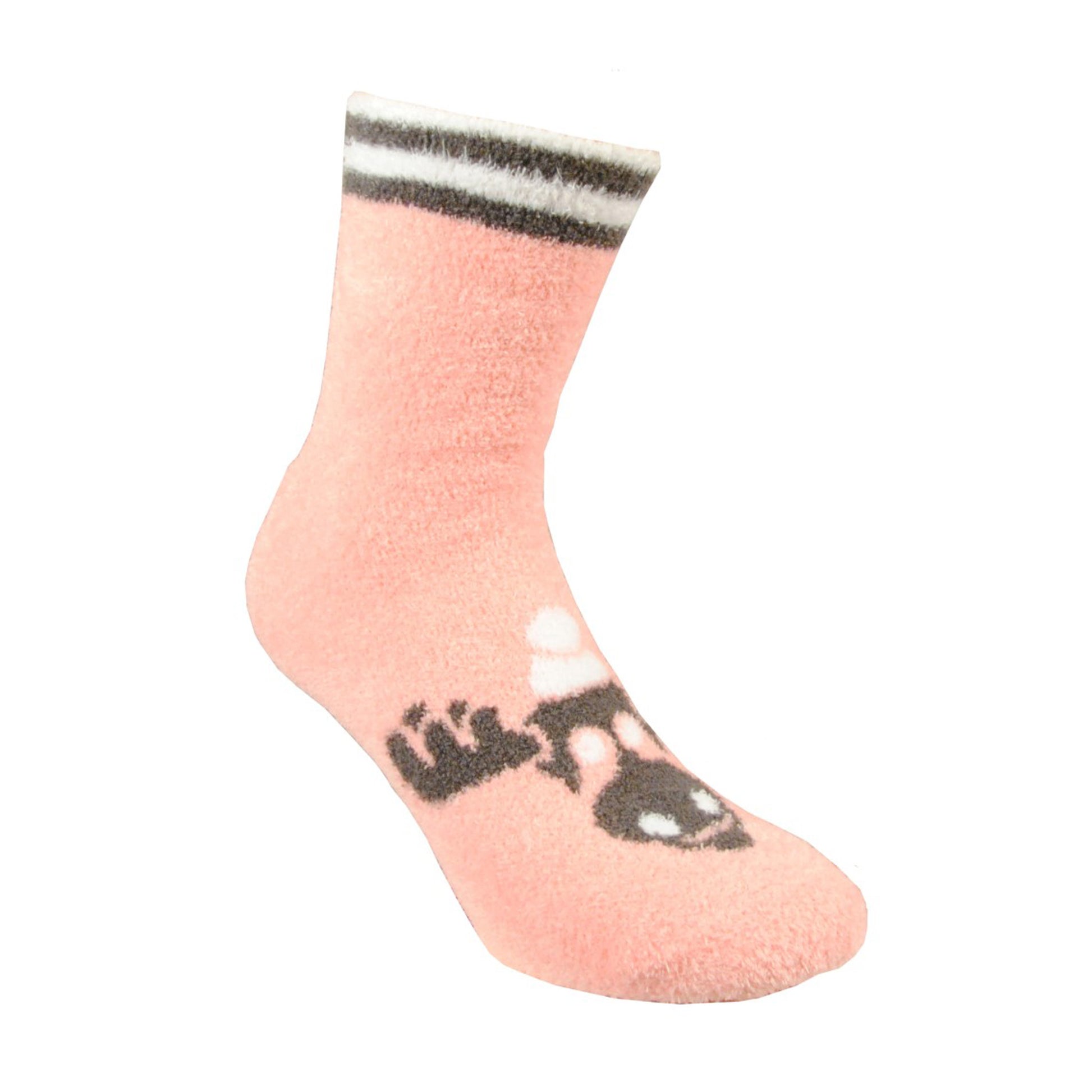 Mjuk rosa socka med älgmotiv och halkskydd, storlek 36-40. Supermjuk och skön.