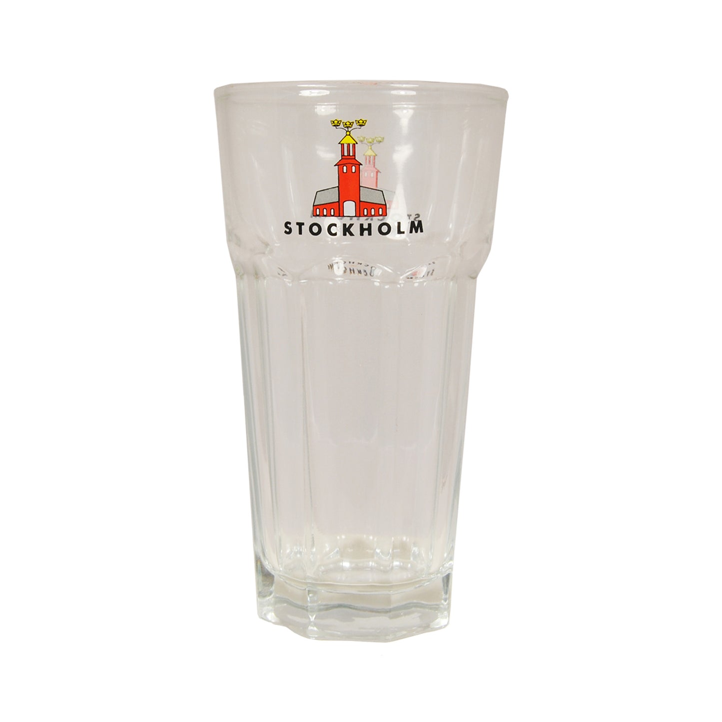 Ölglas med motiv av Stockholms Stadshus, höjd 15 cm. Passar både för kall öl och kaffe latte. Rekommenderas att handdiskas.