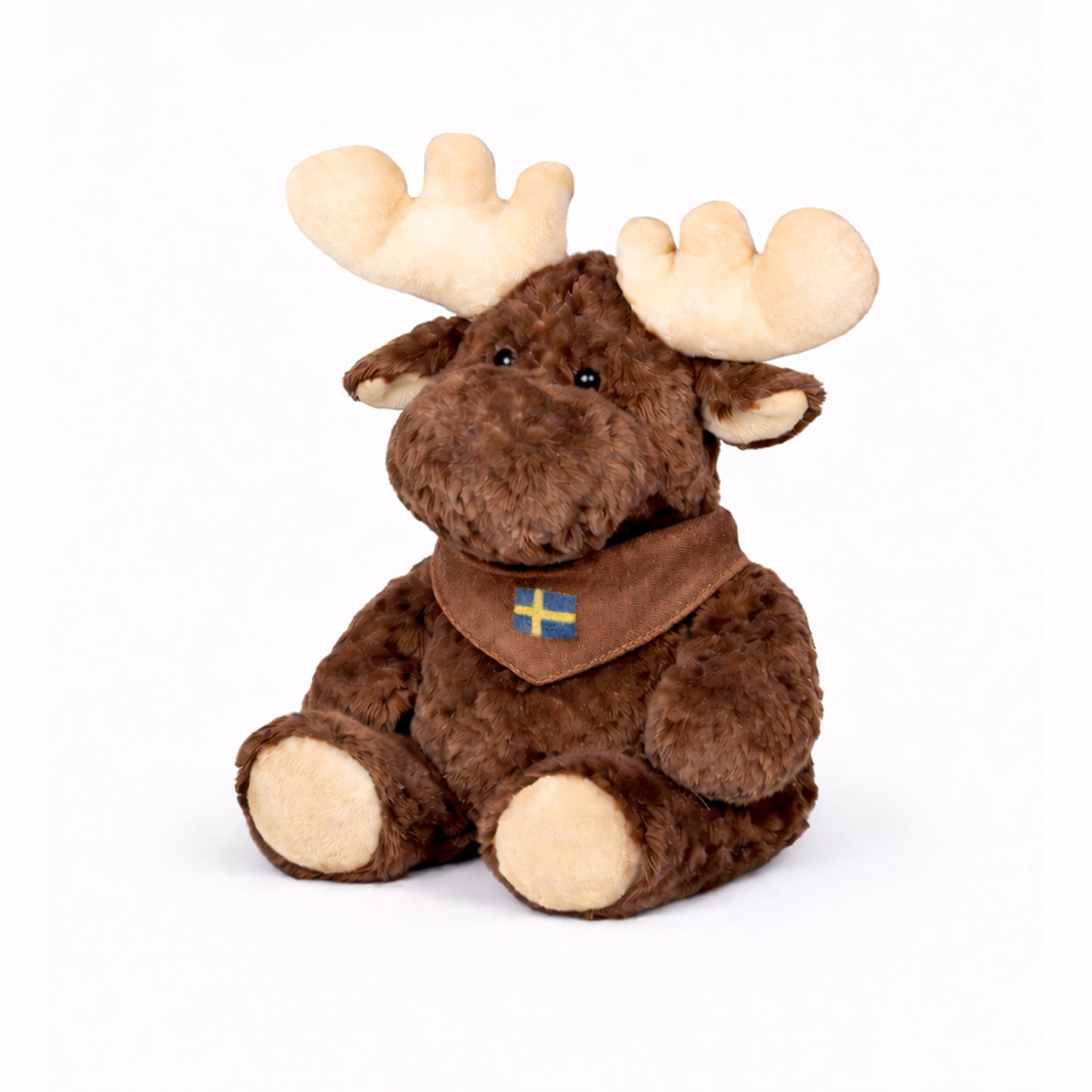 Brun gosedjursälg med halsduk med svenska flaggan på.