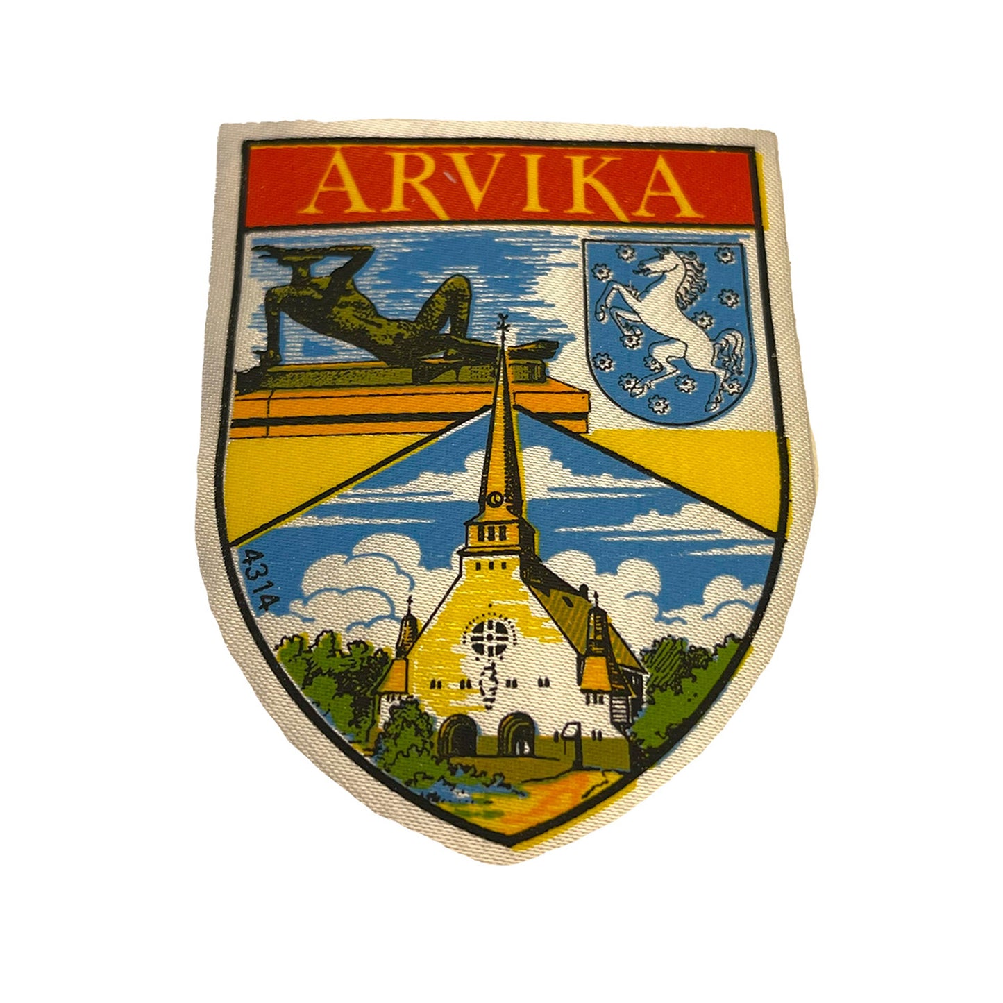 Tygmärke med motiv från Arvika. Klassisk design med en nostalgisk och vintage känsla.