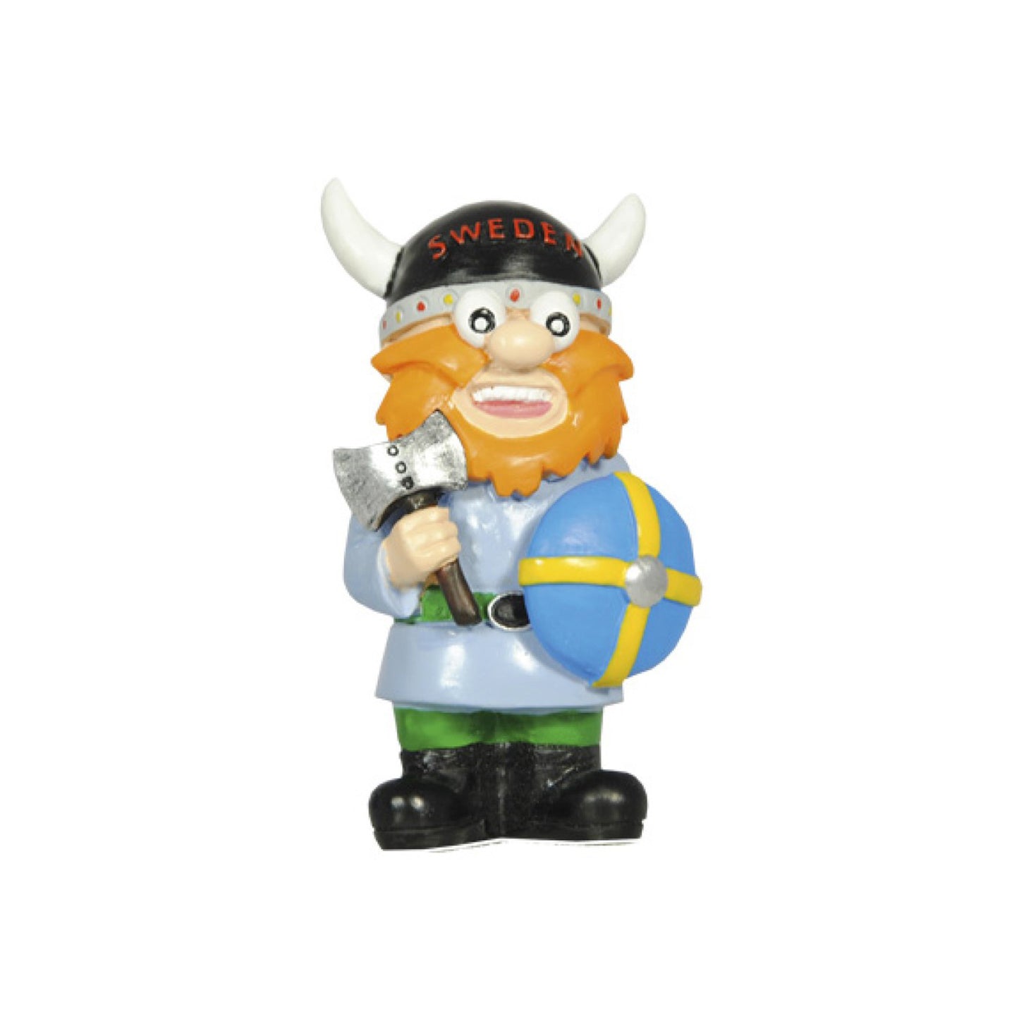 Vikingafigur i grått med yxa och sköld, 7 cm, populär bland samlare och vikingafantaster.