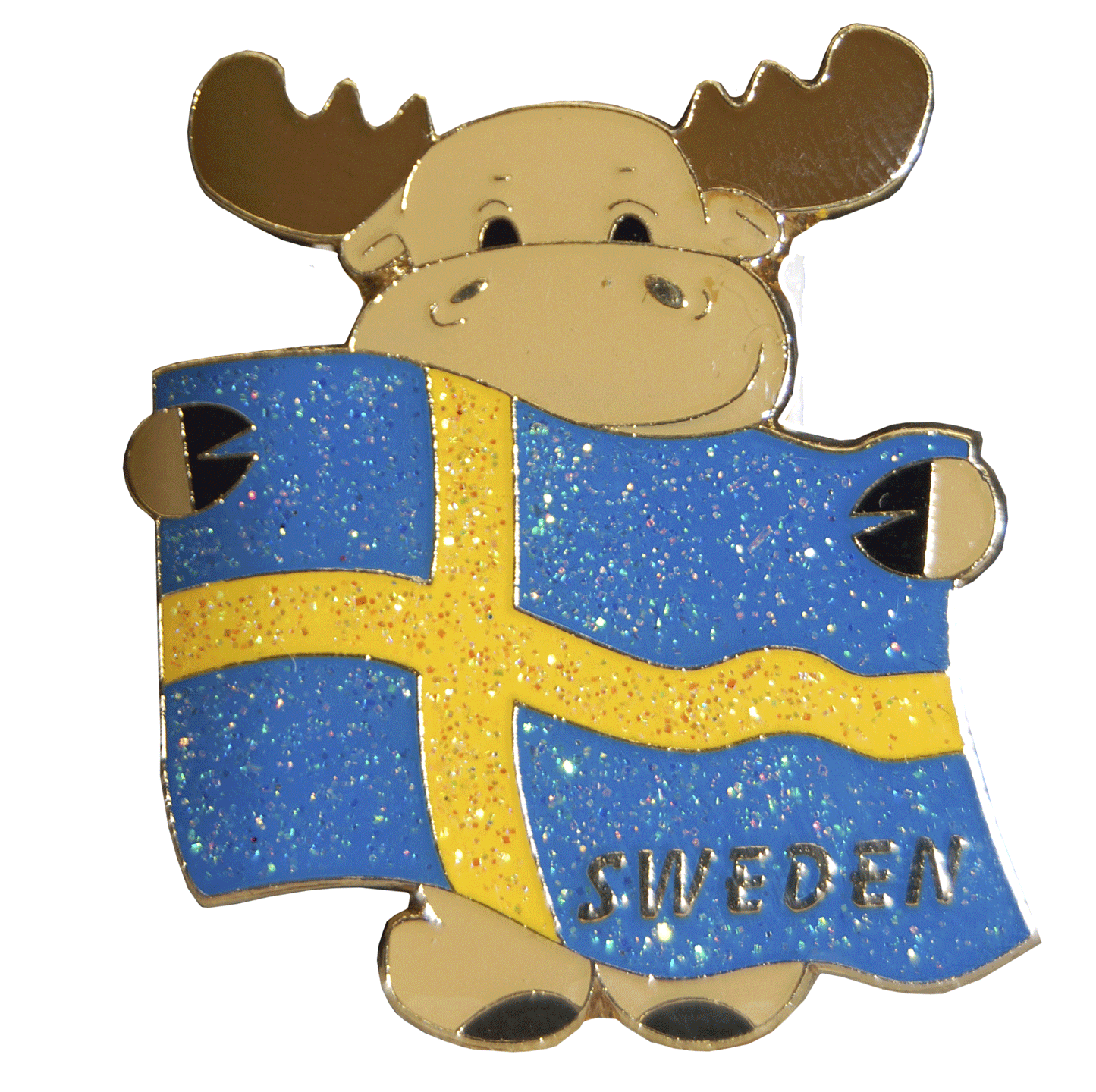 Magnet Sweden Älg Flagga Glitter