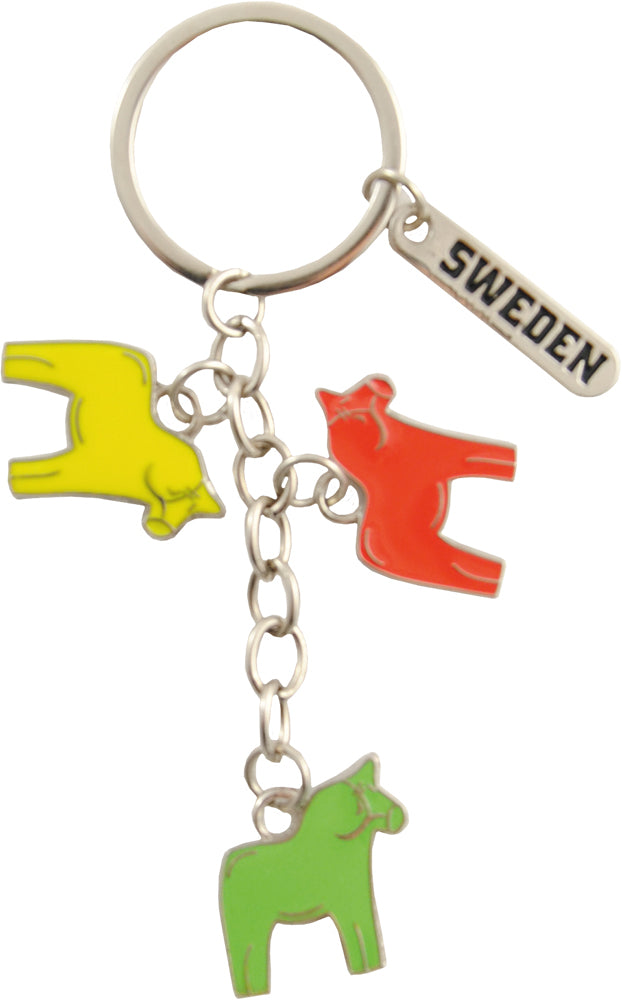 Keychain Sweden Three Dalahorses