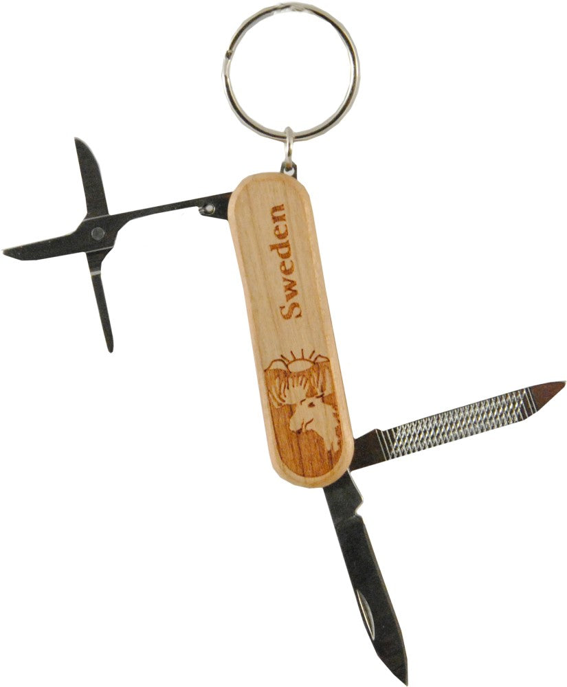 Keychain Knife Moose Wood