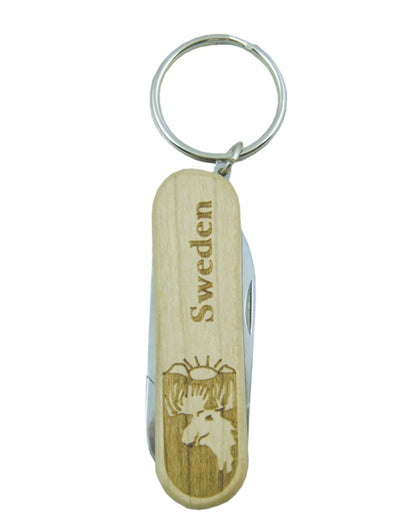 Keychain Knife Moose Wood