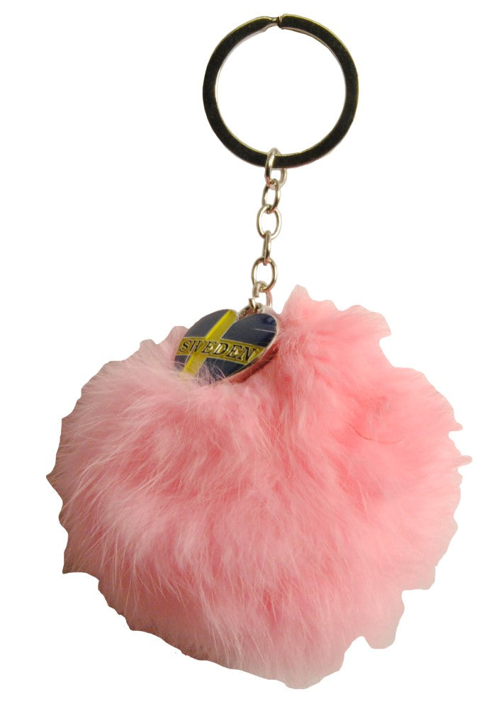 Keychain Sweden Heart Pom Pom