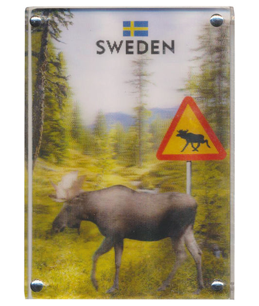 Magnet Sweden Älg med Skylt 3D