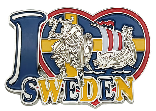 Metall Magnet I Love Sweden Viking