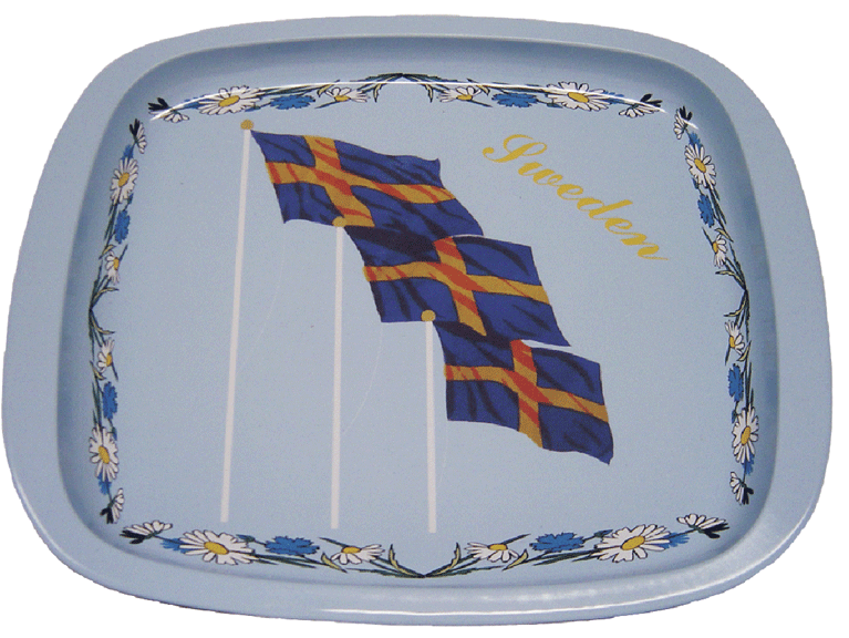 Tray Sweden Metal Flag