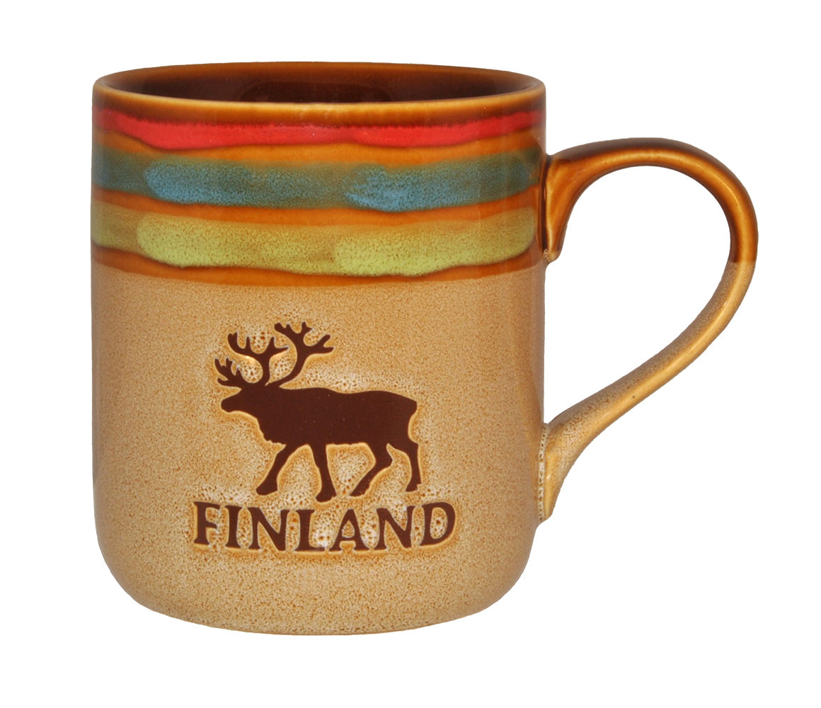 Mugg Stengods Finland Ren Brun