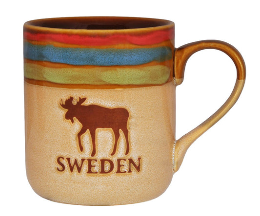 Mugg Stengods Sverige Älg Brun