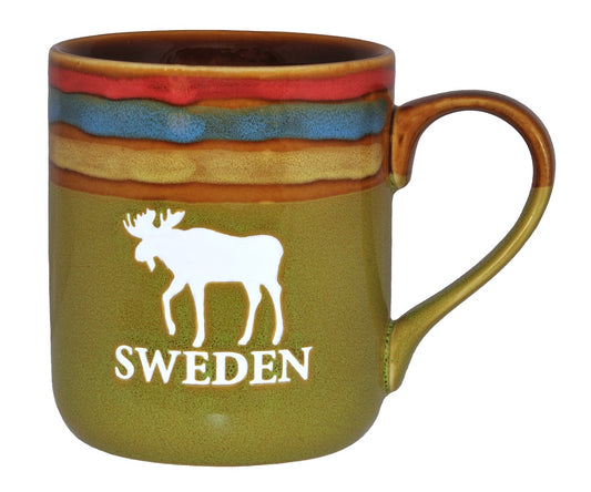 Mugg Stengods Sverige Älg Grön