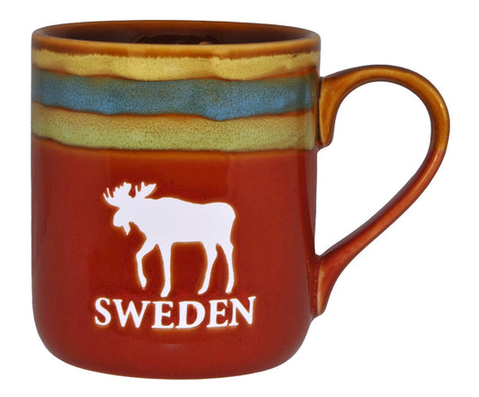 Mugg Stengods Sverige Älg Röd