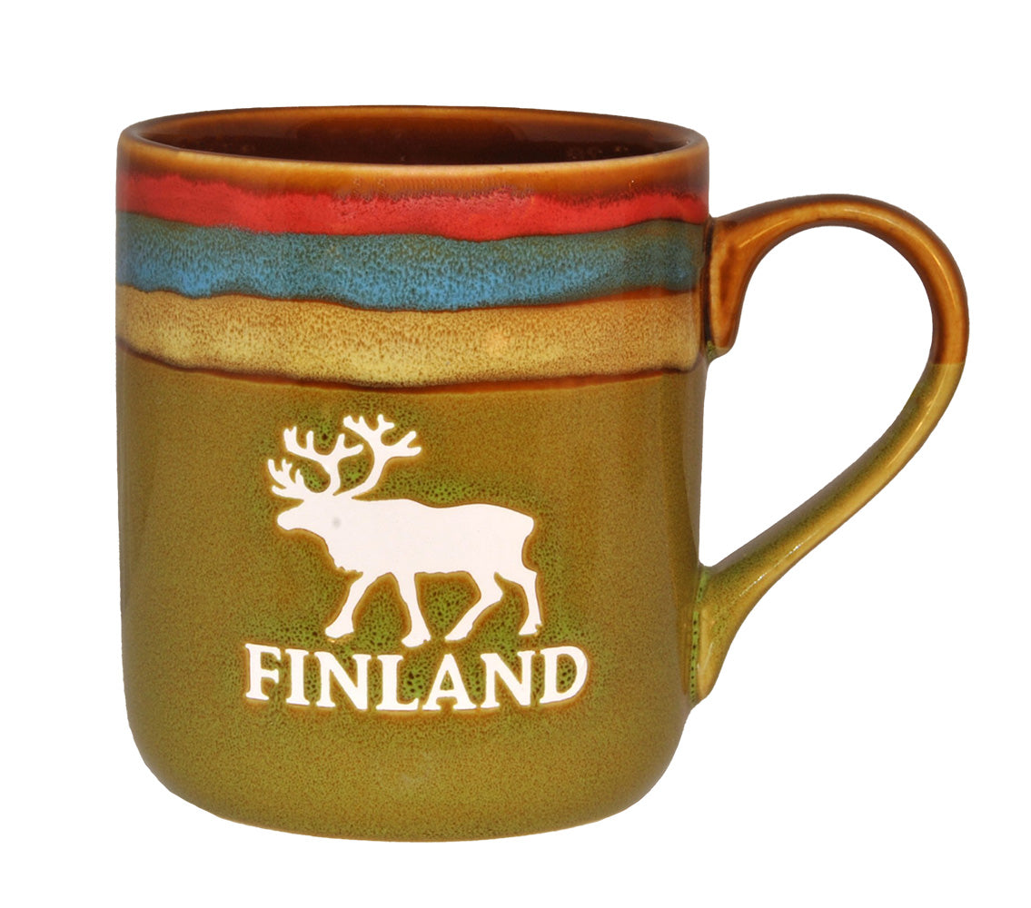 Mugg Stengods Finland Ren Grön