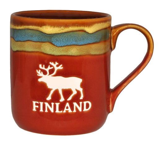 Mugg Stengods Finland Ren Röd