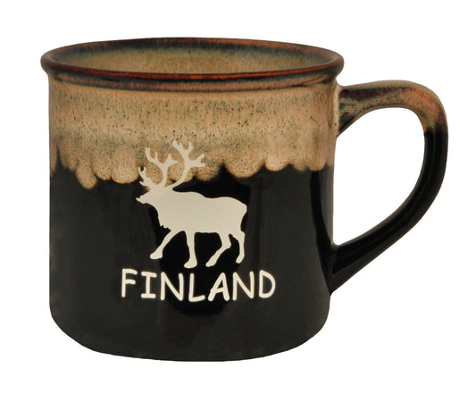 Mugg Stengods Finland Stående Ren Svart