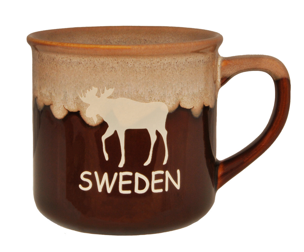 Mugg Stengods Sverige Stående Älg Brun