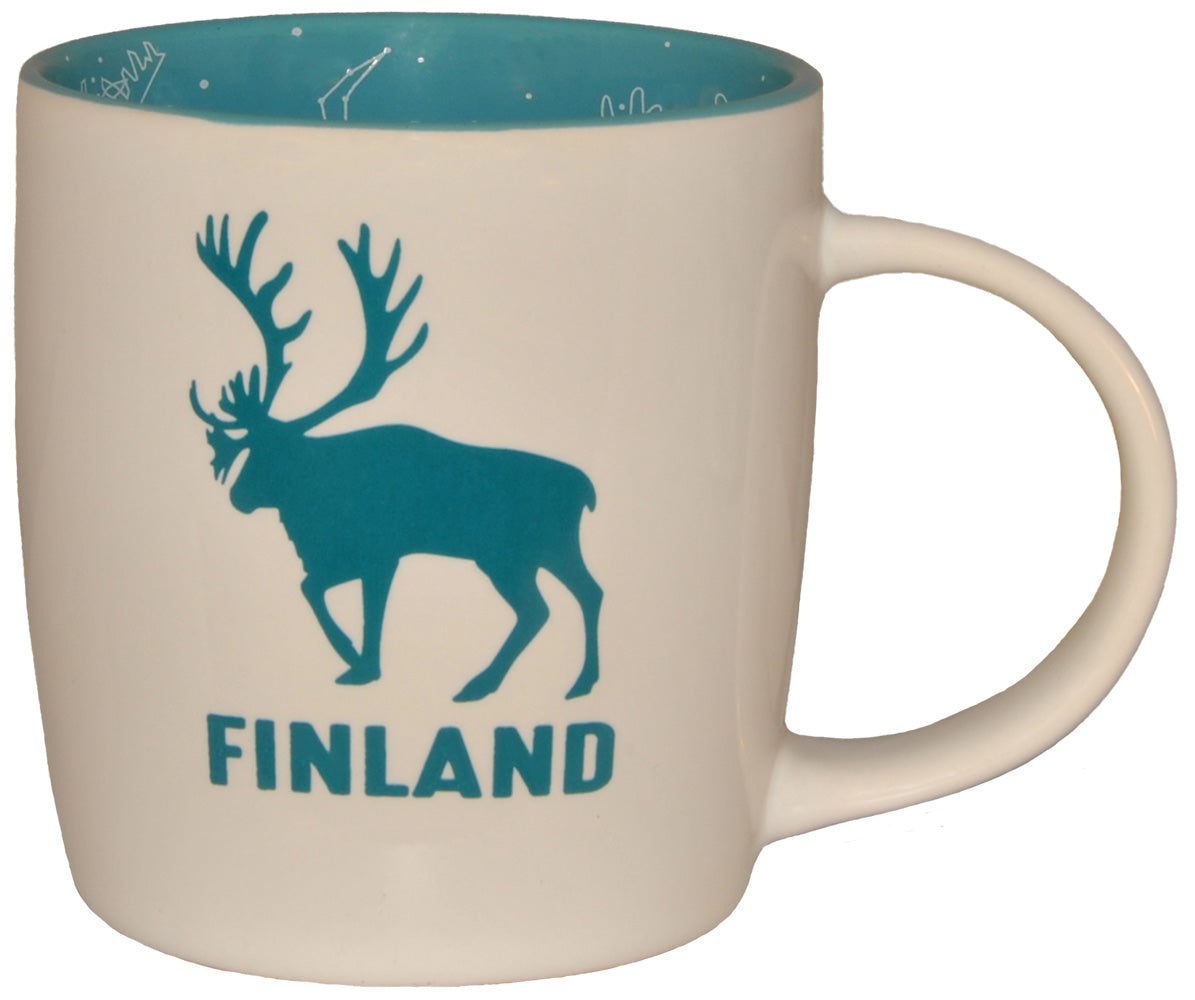 Mug Finland Blue and White Reindeer