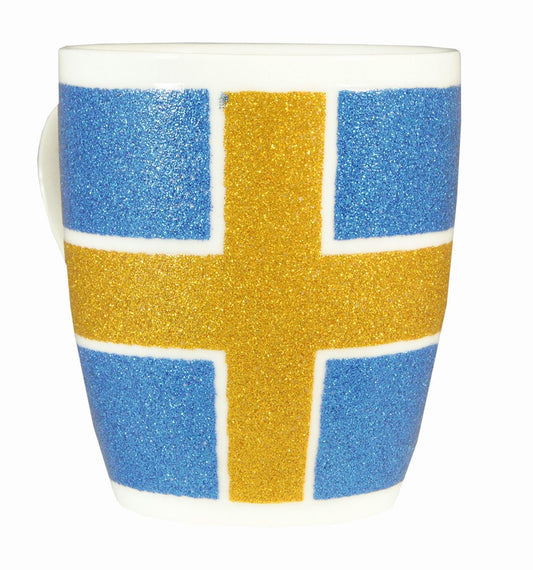 Mugg Sweden Flagga Glitter