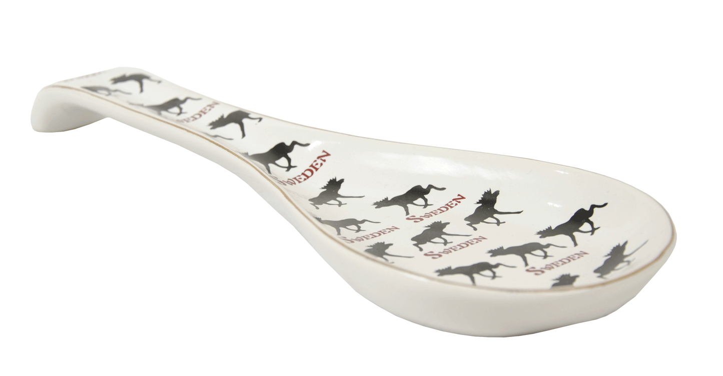 Porcelain Spoon Sweden Many Moose