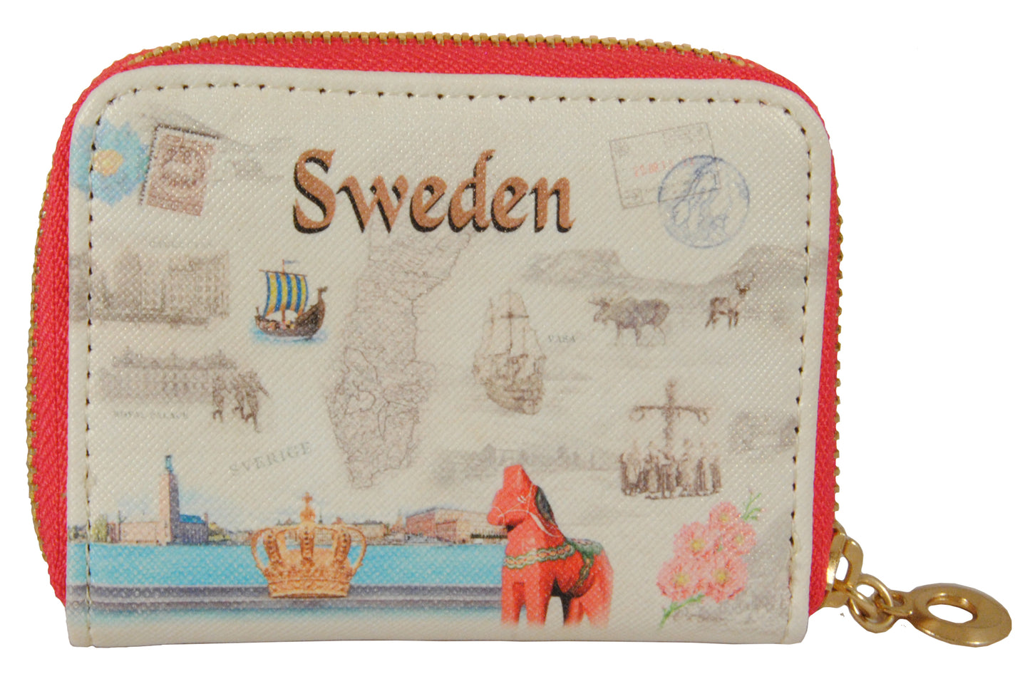 Zipper purse Sweden map