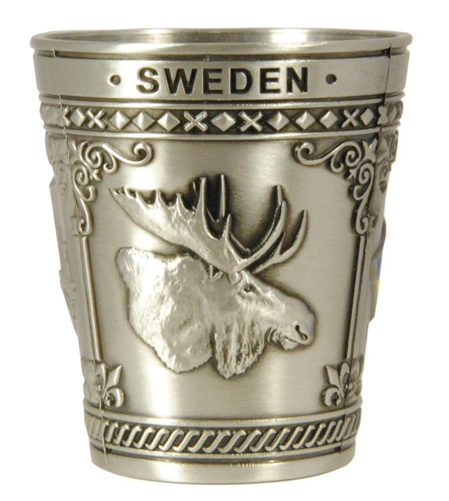 Metall Shotglas Sverige Älg Karta