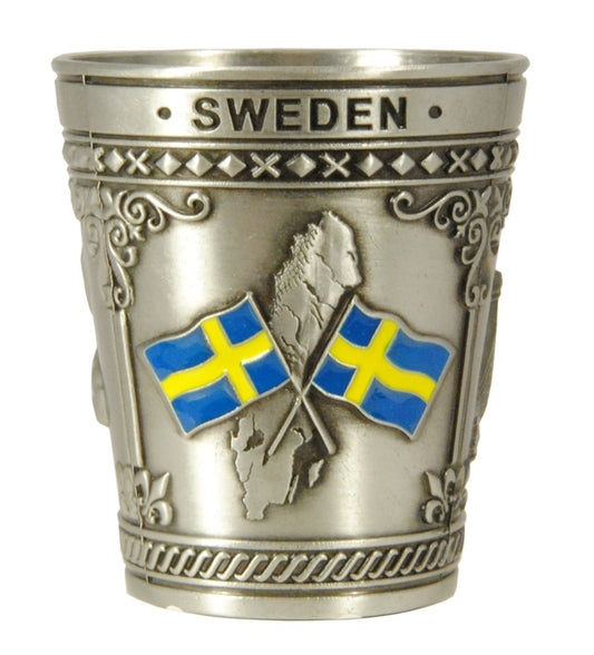 Metal Shot Glass Sweden Moose Map