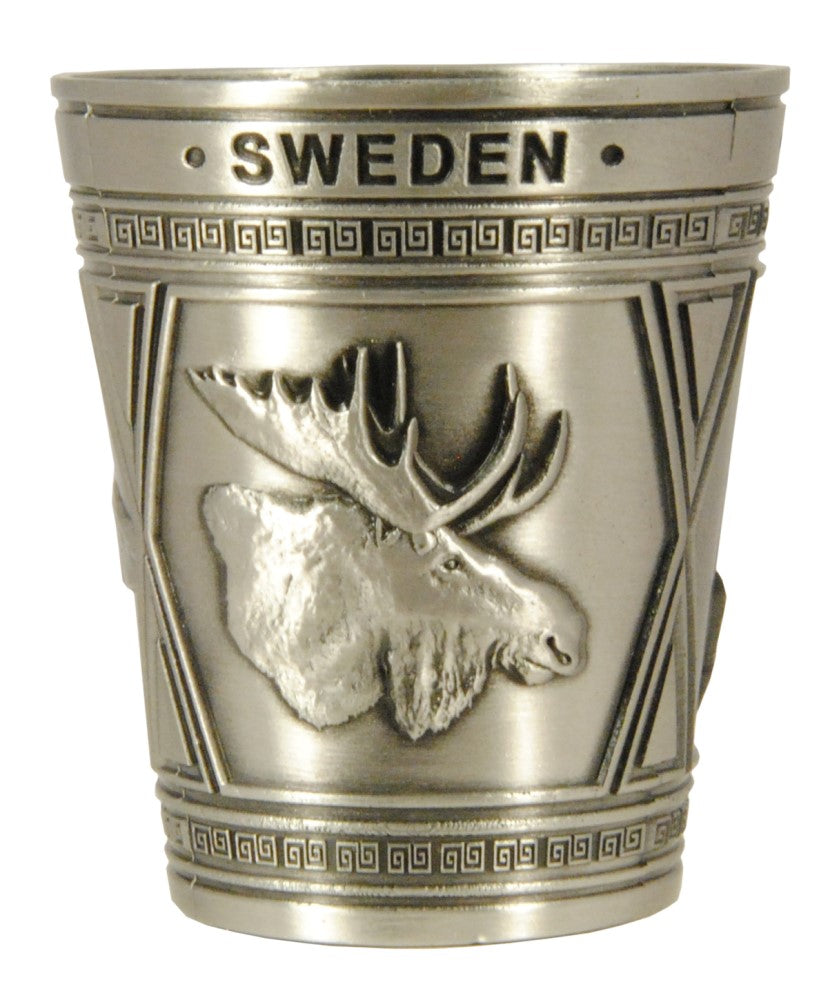 Metal Shot Glass Sweden Moose Reindeer