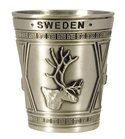 Metal Shot Glass Sweden Moose Reindeer