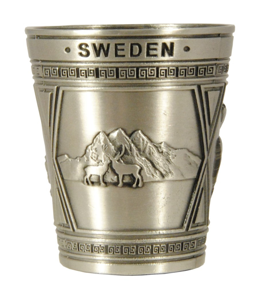 Metal Shot Glass Sweden Moose Reindeer