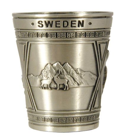 Metal Shot Glass Sweden Moose Reindeer