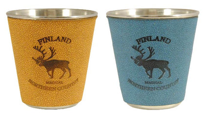 Metal Shotglass Finland Reindeer Leather