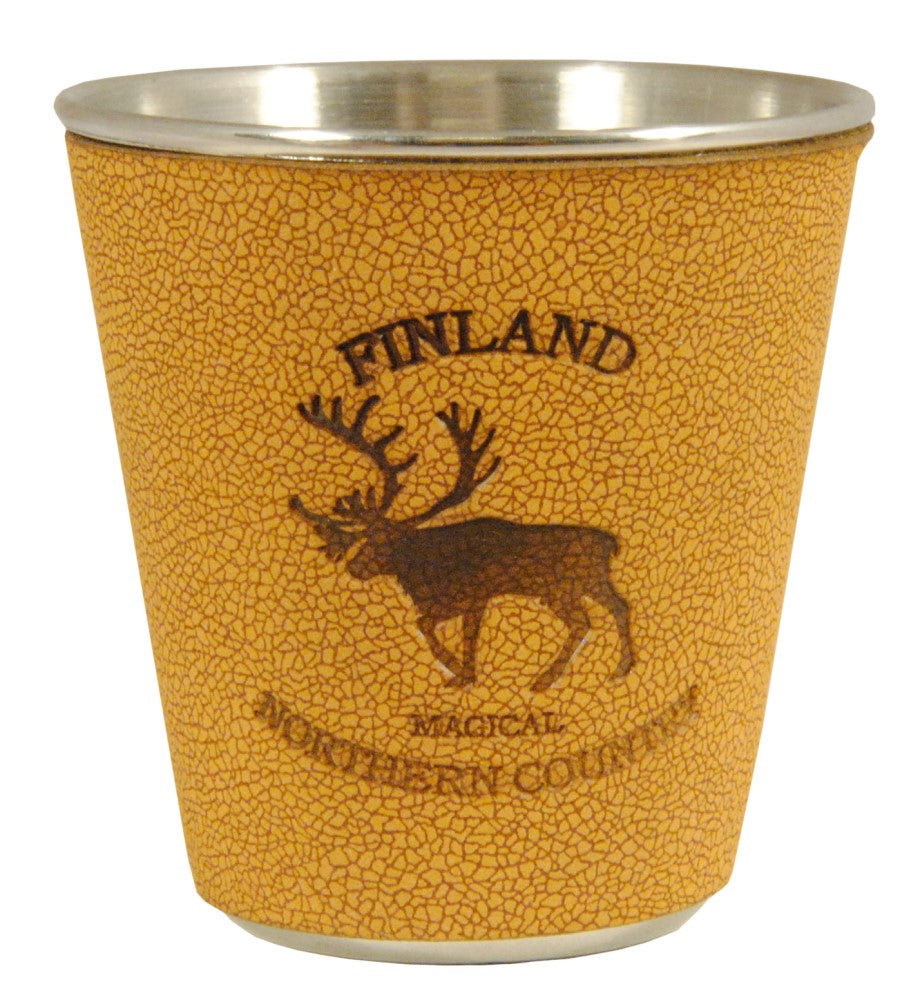 Metal Shotglass Finland Reindeer Leather