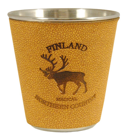 Metal Shotglass Finland Reindeer Leather