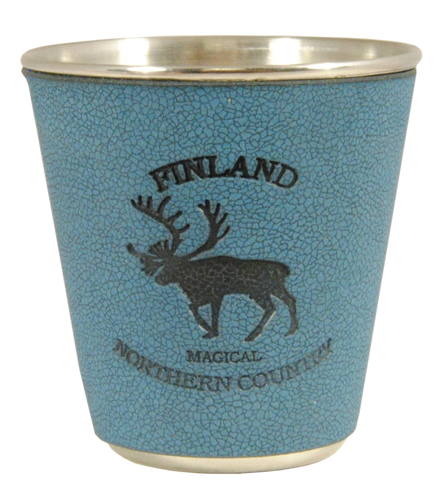 Metal Shotglass Finland Reindeer Leather