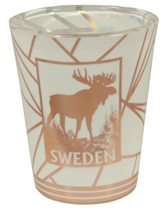 Shot Glass Sweden Moose White