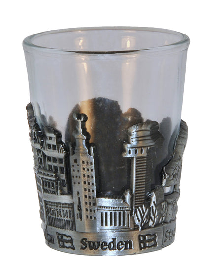 Shot Glass Stockholm Skyline Wrap Pewter