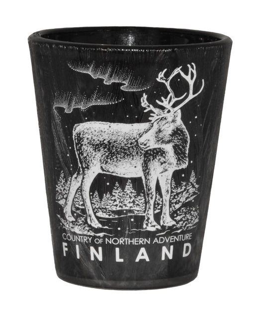 Shot Glass Ice Black Finland Reindeer