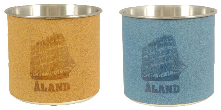 Metallmugg Åland Pommern med Läder