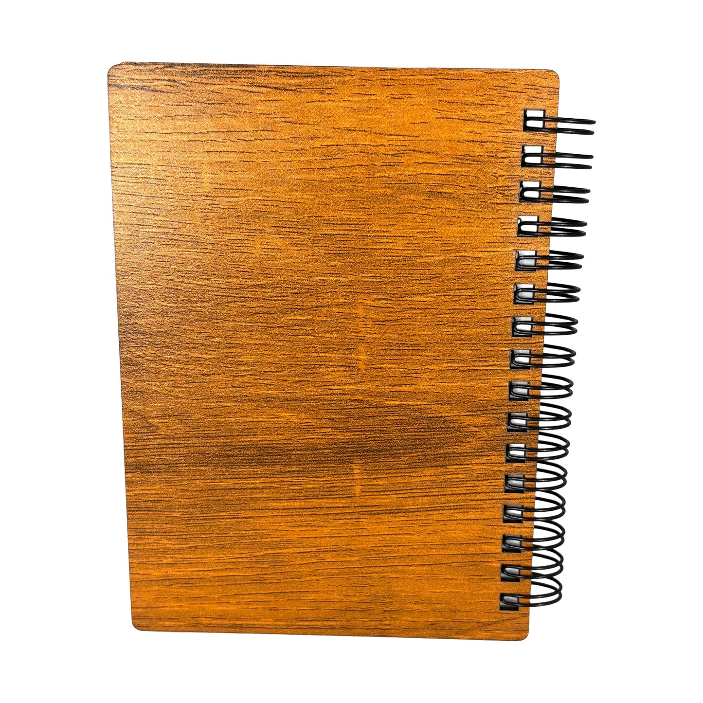 Baksidan av anteckningsblocket i träimitation som ger ett rustikt och naturligt intryck.