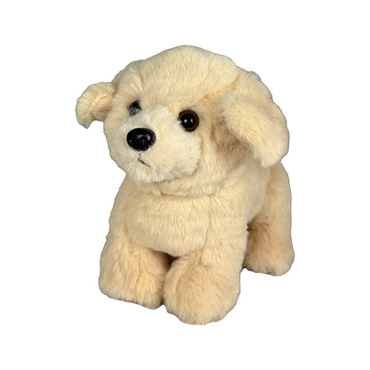 Beige gosedjurshund sedd snett framifrån.